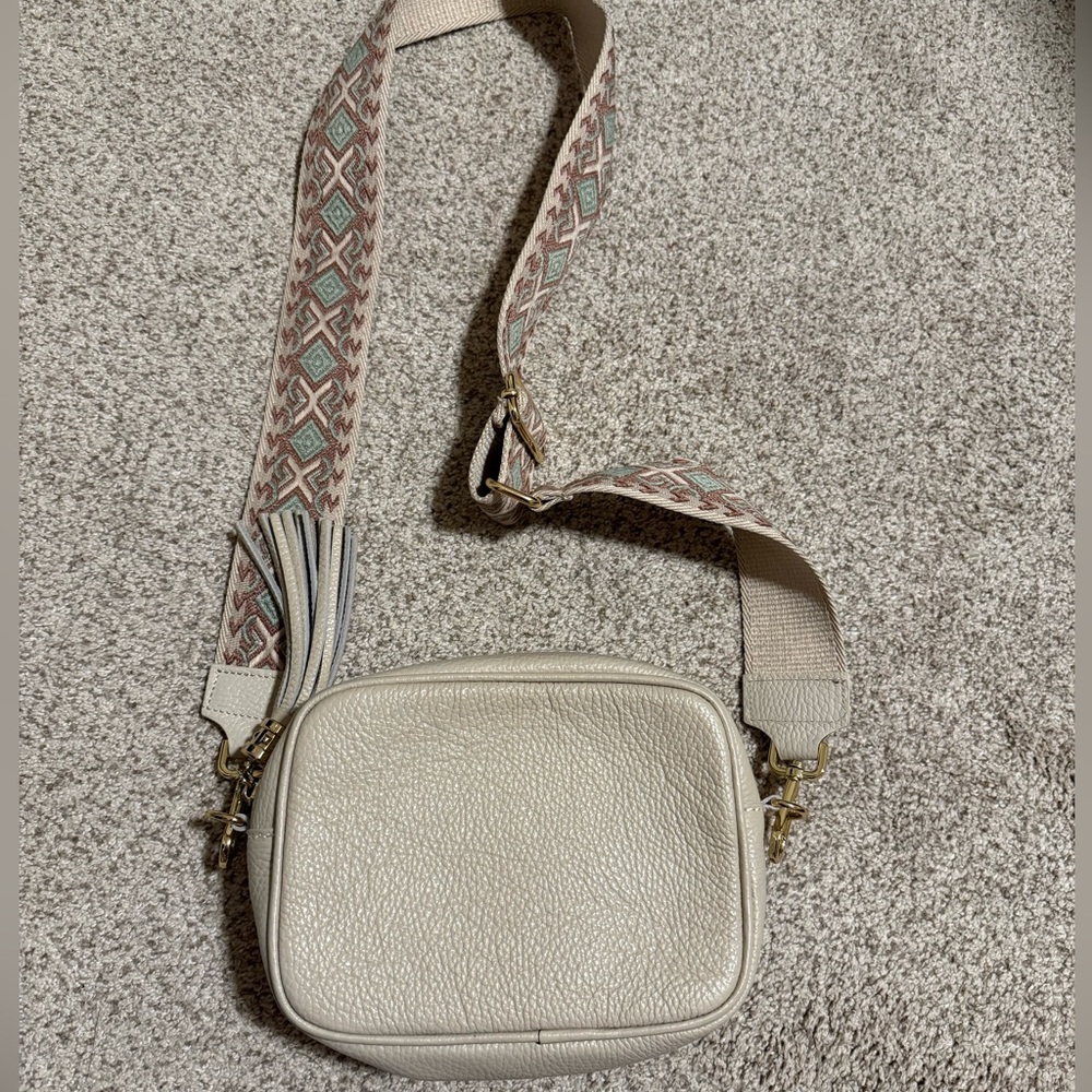Italian Leather Crossbody Bag Purse Ivory/Cream Boutique